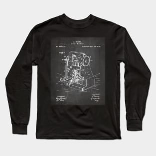 Bullet Machine Patent - Gun Enthusiast Firearms Shop Art - Black Chalkboard Long Sleeve T-Shirt